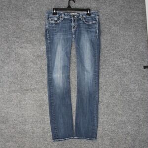 BKE Stella Straight Jeans Womens 28 Blue Medium Wash Contrast Stitch BWX2907A